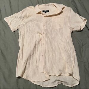 PacSun Cream Textured Classic Cotton Camp Shirt